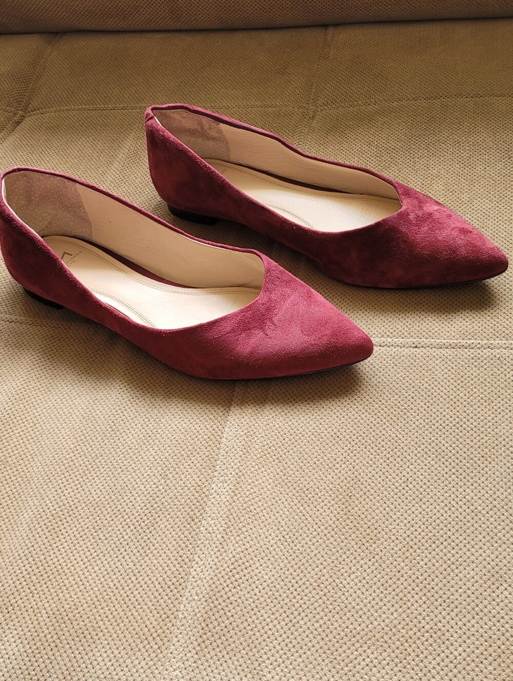 Marc Fisher Pointed Toe Suede Flats in Burgundy